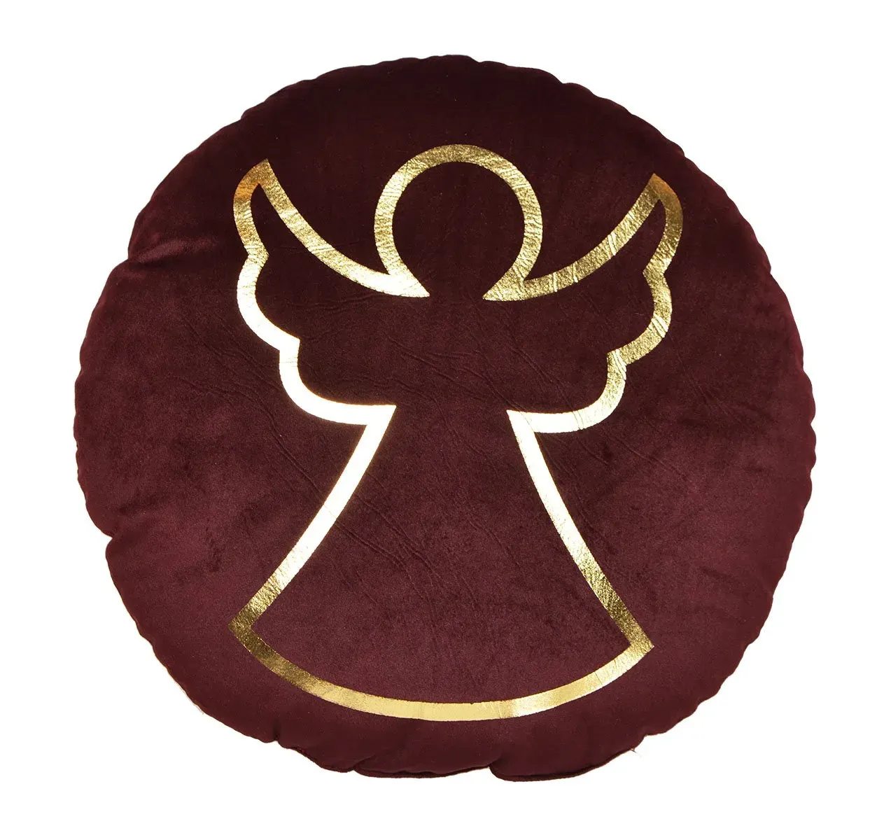 Poduszka świąteczna okrągła ZE ZŁOTYM ANIOŁEM bordowa Poduszka świąteczna okrągła ZE ZŁOTYM ANIOŁEM bordowa