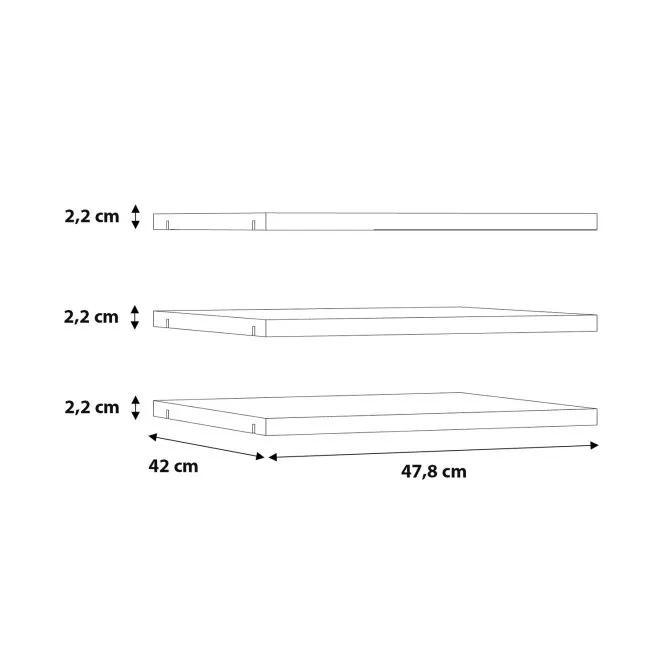 Półki do szafy - zestaw 3 sztuk 48cm DMRD12-A06 Forte - DMRD12-A06