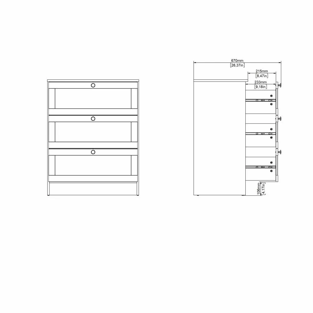 Komoda z 3 szufladami BILLUND 70 cm Jackson Hickory - TV_68055HLHL