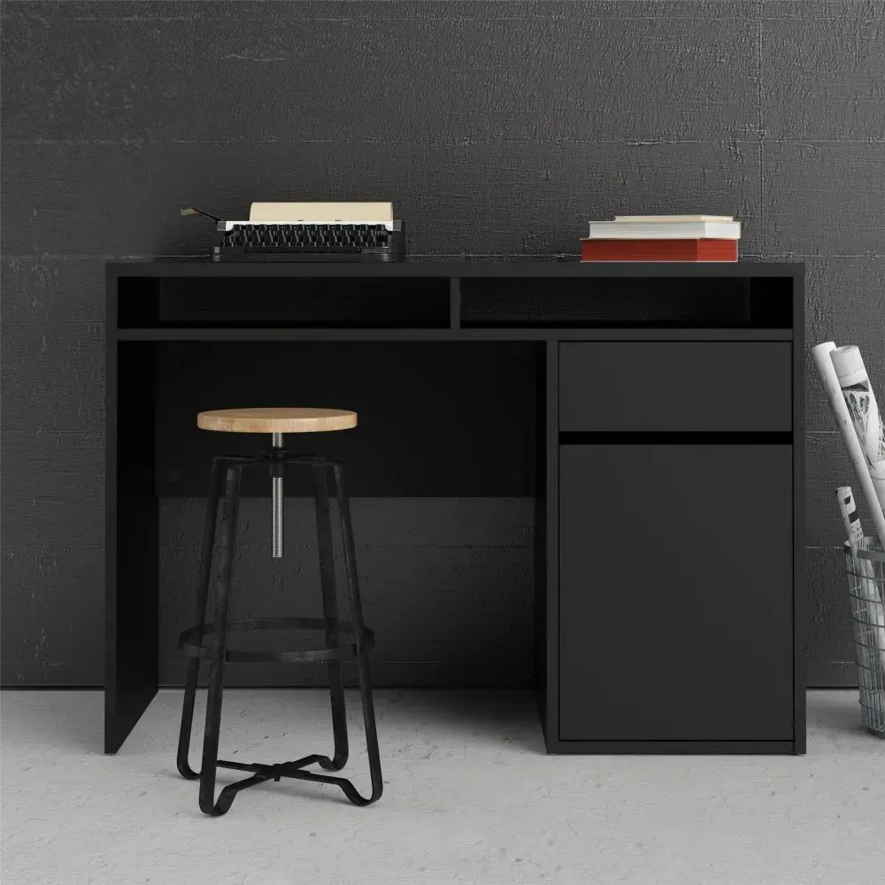 Biurko z szafką i szufladą FUNCTION PLUS 110cm czarny mat - TV_70488GMGM