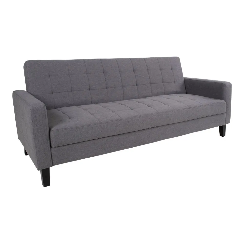 Sofa rozkładana z pojemnikiem MILTON ciemnoszara, czarne drewniane nóżki