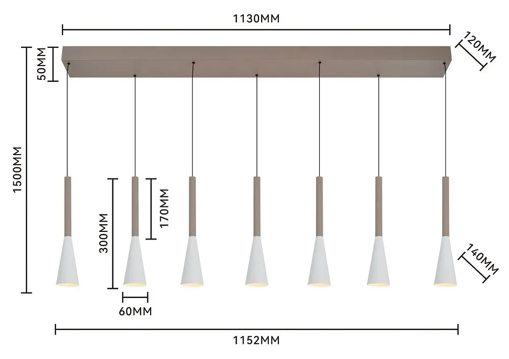 Lampa wisząca prosta TROMPTO 7 LED kaszmirowa — zdjęcie 7