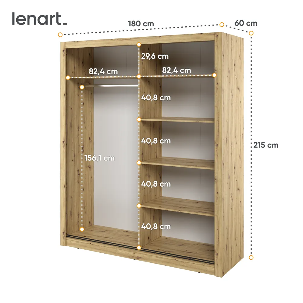 Szafa 2-drzwiowa ARTI AR-03 180cm dąb artisan - AR3DA