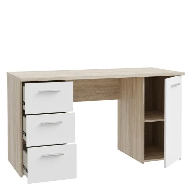 Biurko NET106 z szafką i 3 szufladami - dab sonoma, biały - MT311-Q36