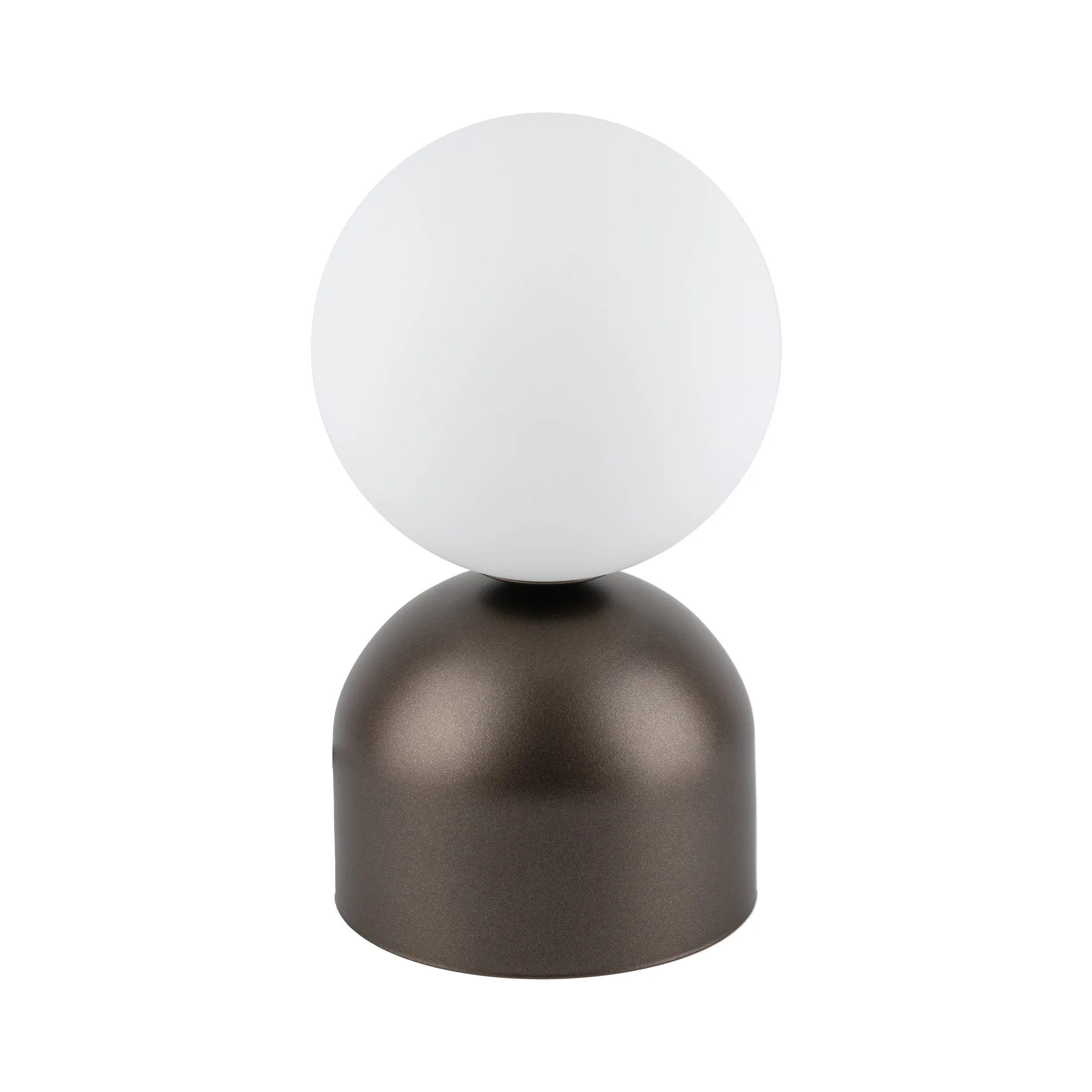 Lampka nocna MIKI brązowa z białym okrągłym szklanym kloszem 21x12cm
