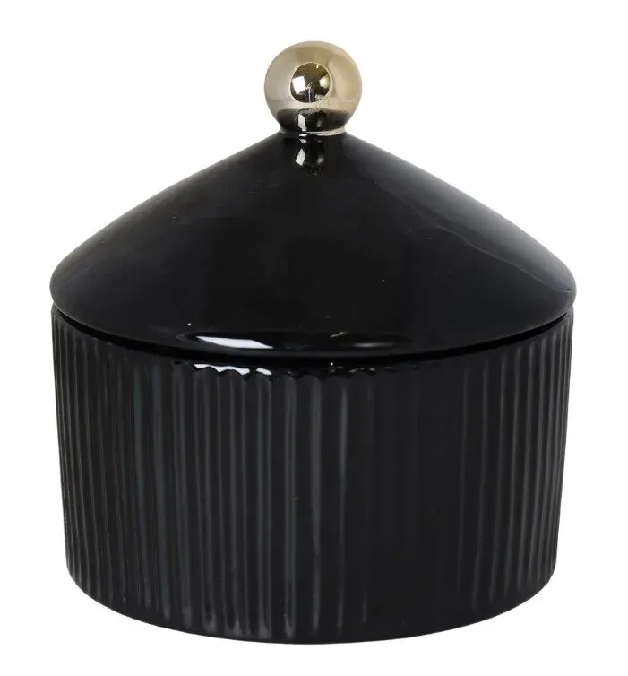 PUZDERKO ceramiczne CZARNO-ZŁOTE duże czarno-złote PUZDERKO ceramiczne CZARNO-ZŁOTE duże czarno-złote