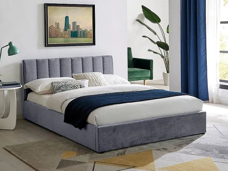 Łóżko z pojemnikiem MONTREAL VELVET 160x200 pikowane szare Signal Łóżko z pojemnikiem MONTREAL VELVET 160x200 pikowane szare Signal