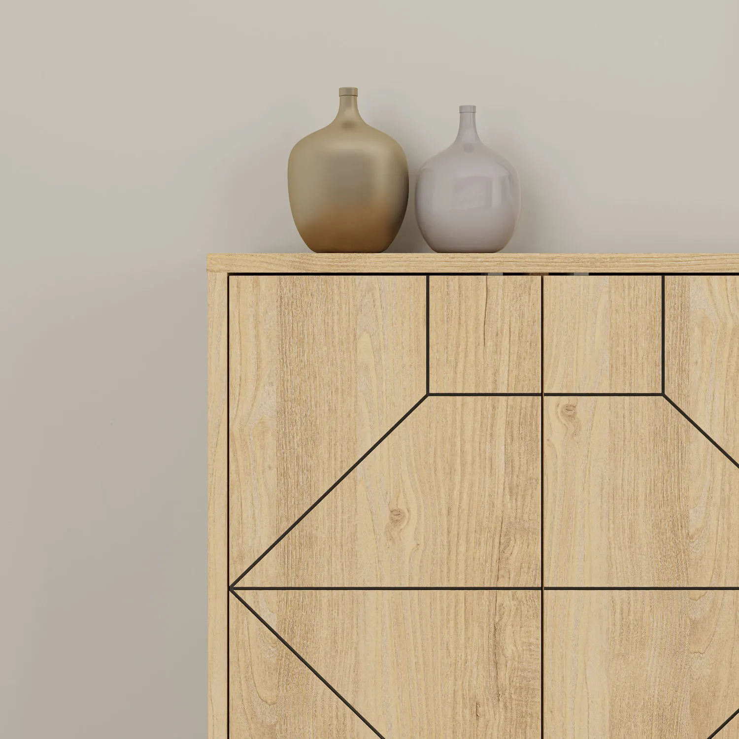 Komoda 6-drzwiowa DUNE 184 cm na metalowych nóżkach dąb naturalny - ASI_855DTE4235