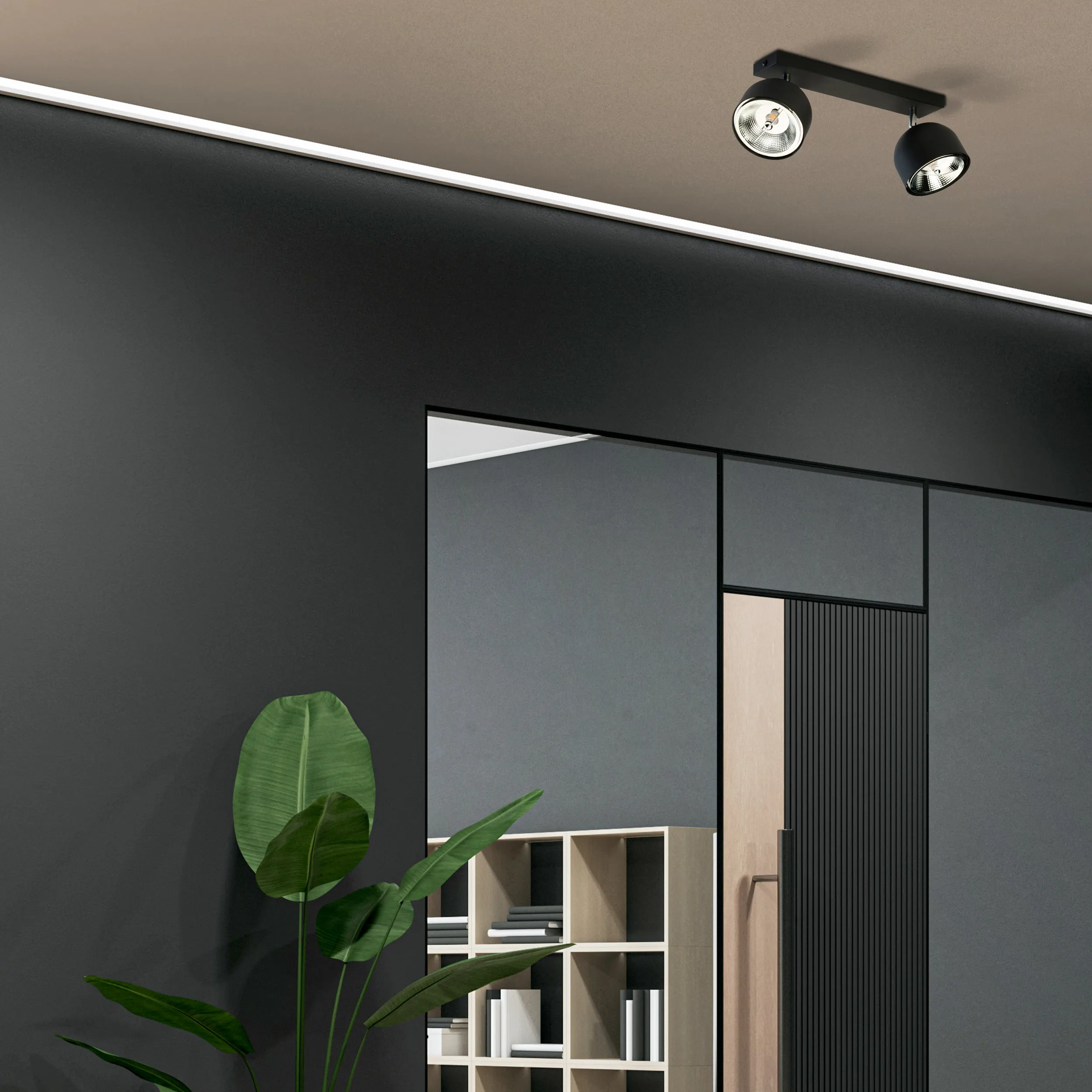 Lampa sufitowa ALTEA czarna regulowana na listwie metalowej + żarówki 47x22x17cm - TK_6518