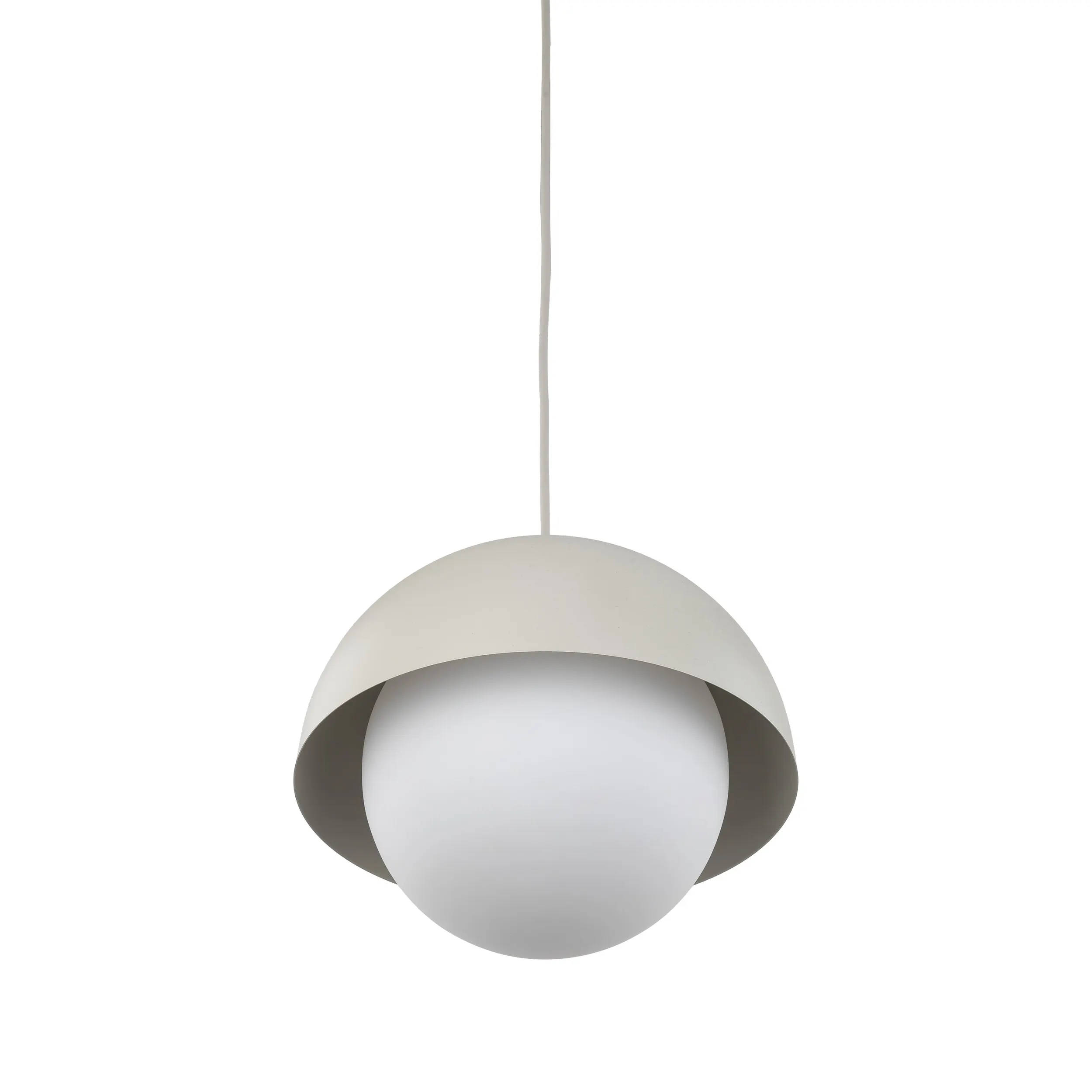 Lampa wisząca BONO beżowa z białym okrągłym szklanym kloszem 160x27cm - TK_10274
