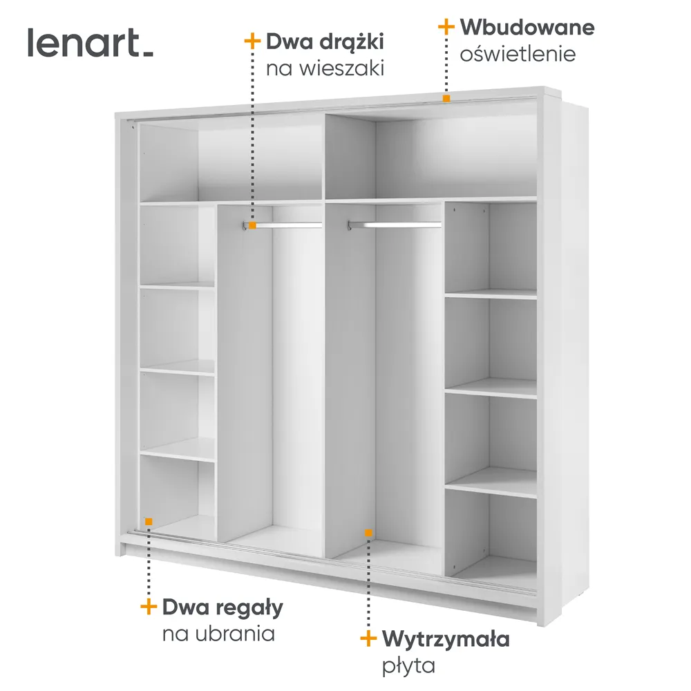 Szafa 2-drzwiowa LED ARTI AR-14P 220cm biała - AR14BIP