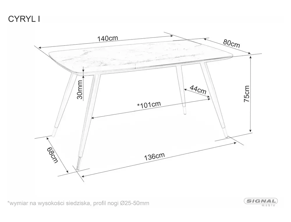 Stół CYRYL I 80x140 nowoczesny glamour, efekt kamienia Signal - CYRYLCC140