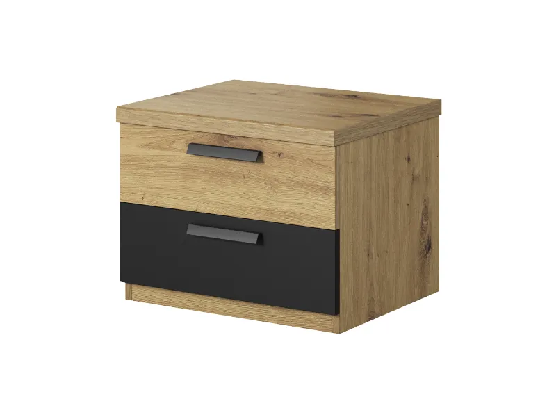 Szafka nocna SIGMA 22 2 szuflady dąb artisan czarny supermat 46x40x37cm Szafka nocna SIGMA 22 2 szuflady dąb artisan czarny supermat 46x40x37cm