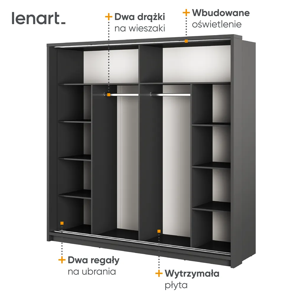 Szafa 2-drzwiowa LED ARTI AR-14P 220cm czarna - AR14CP