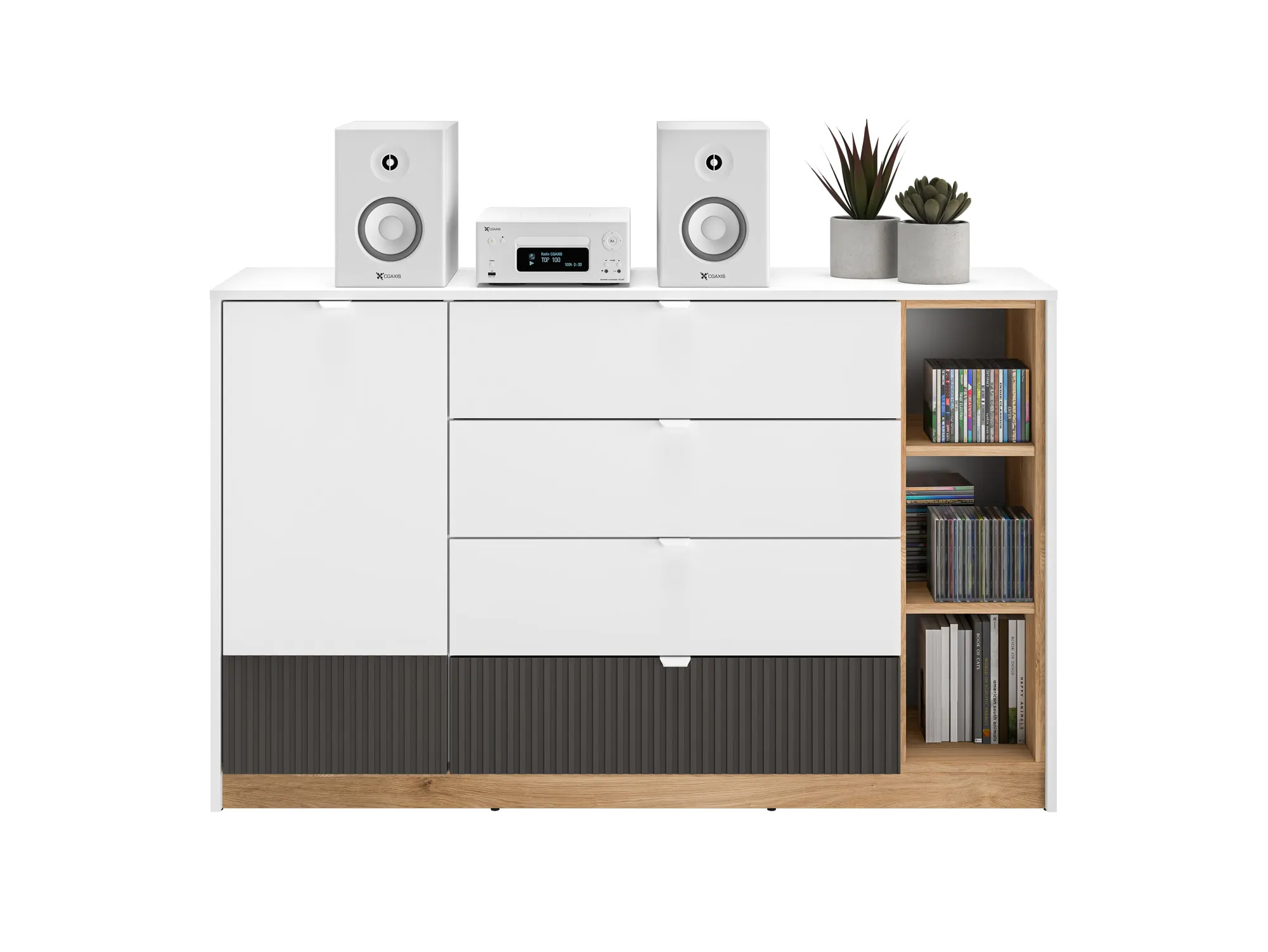 Komoda 1-drzwiowa z 4 szufladami TORINO 06 Biały, Castello, Grafit - 1TORI06-001