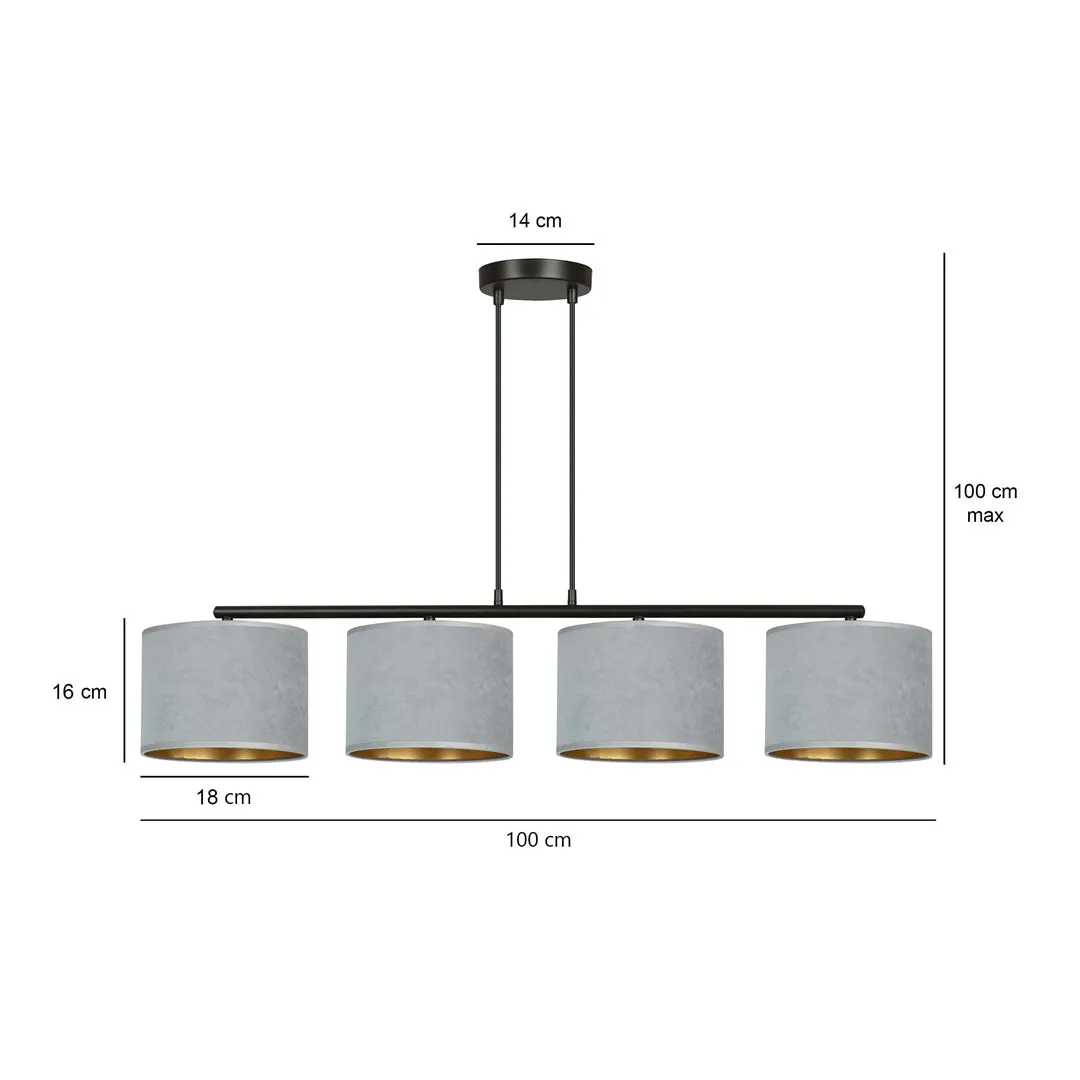 Lampa wisząca HILDE 4 czarny szary — zdjęcie 5