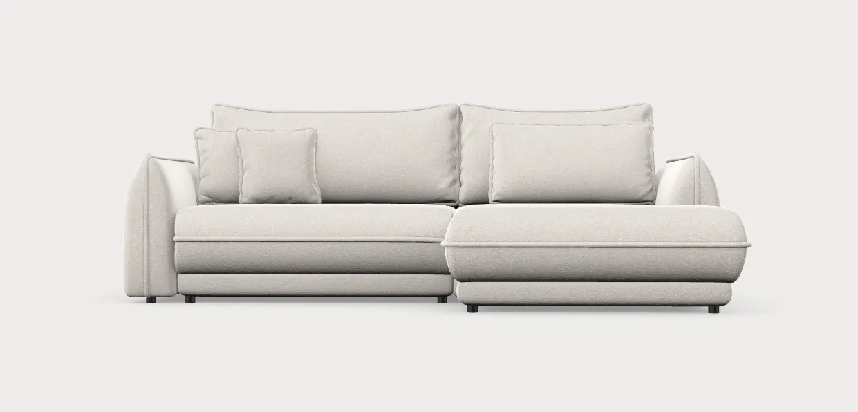 Narożnik z funkcją spania MOJAVE I prawostronny tkanina Blur 01 - kremowy Kanapa, Meble, Poduszka, Wystrój domu