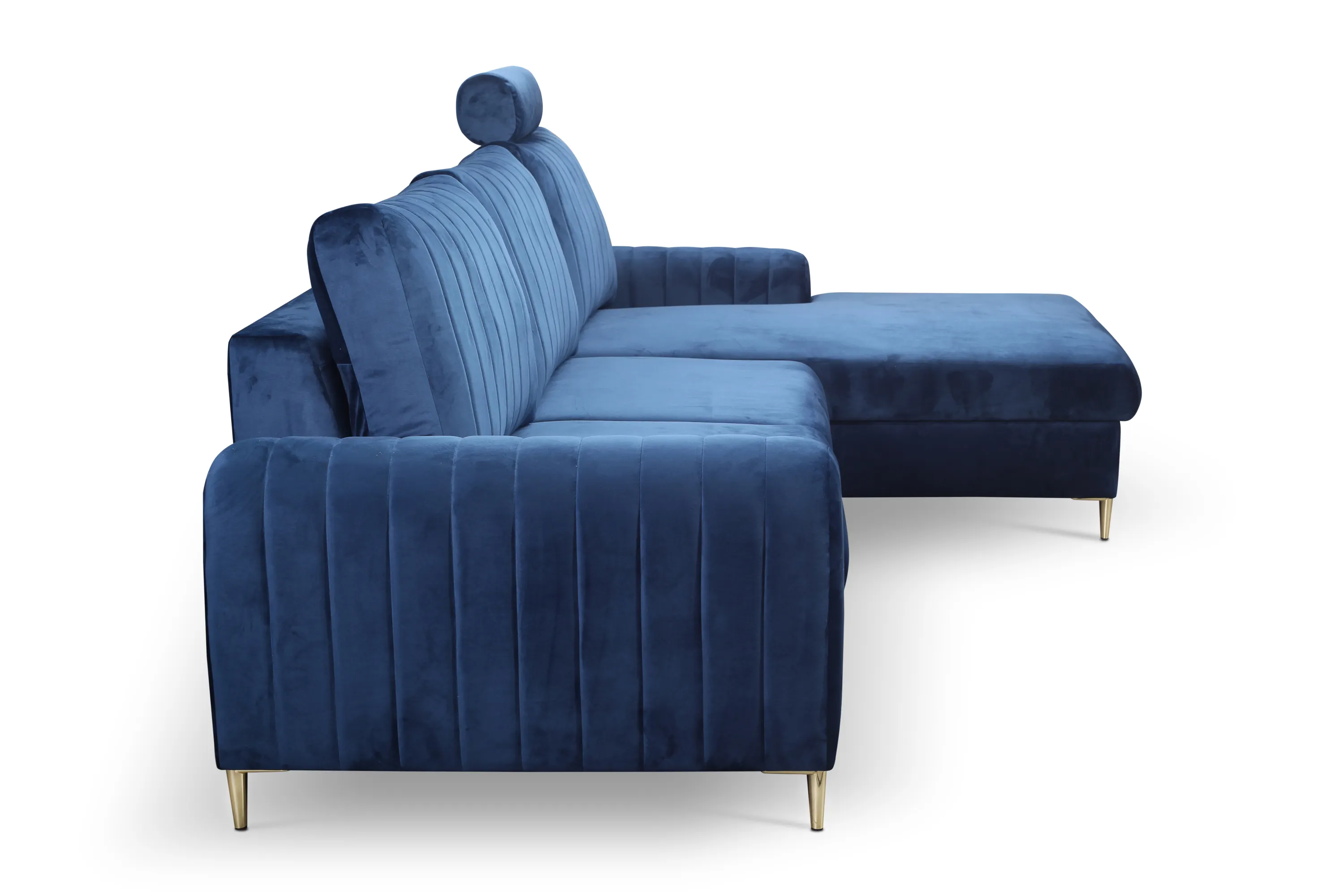 Narożnik rozkładany z pojemnikiem MONACO VELLUTO 251 cm prawy granatowy - MONACO_NAR_VELLUTO25_P