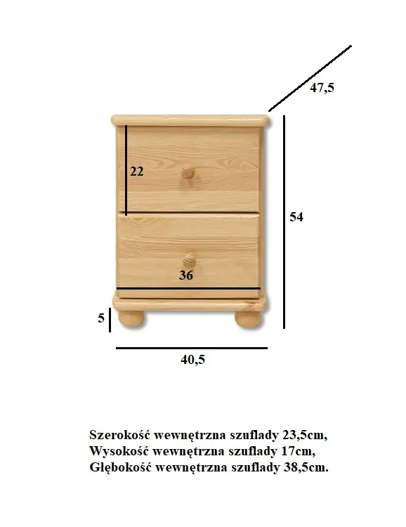 KD104 komoda S40 W55 G47 sosna naturalny DREWMAX - 00677