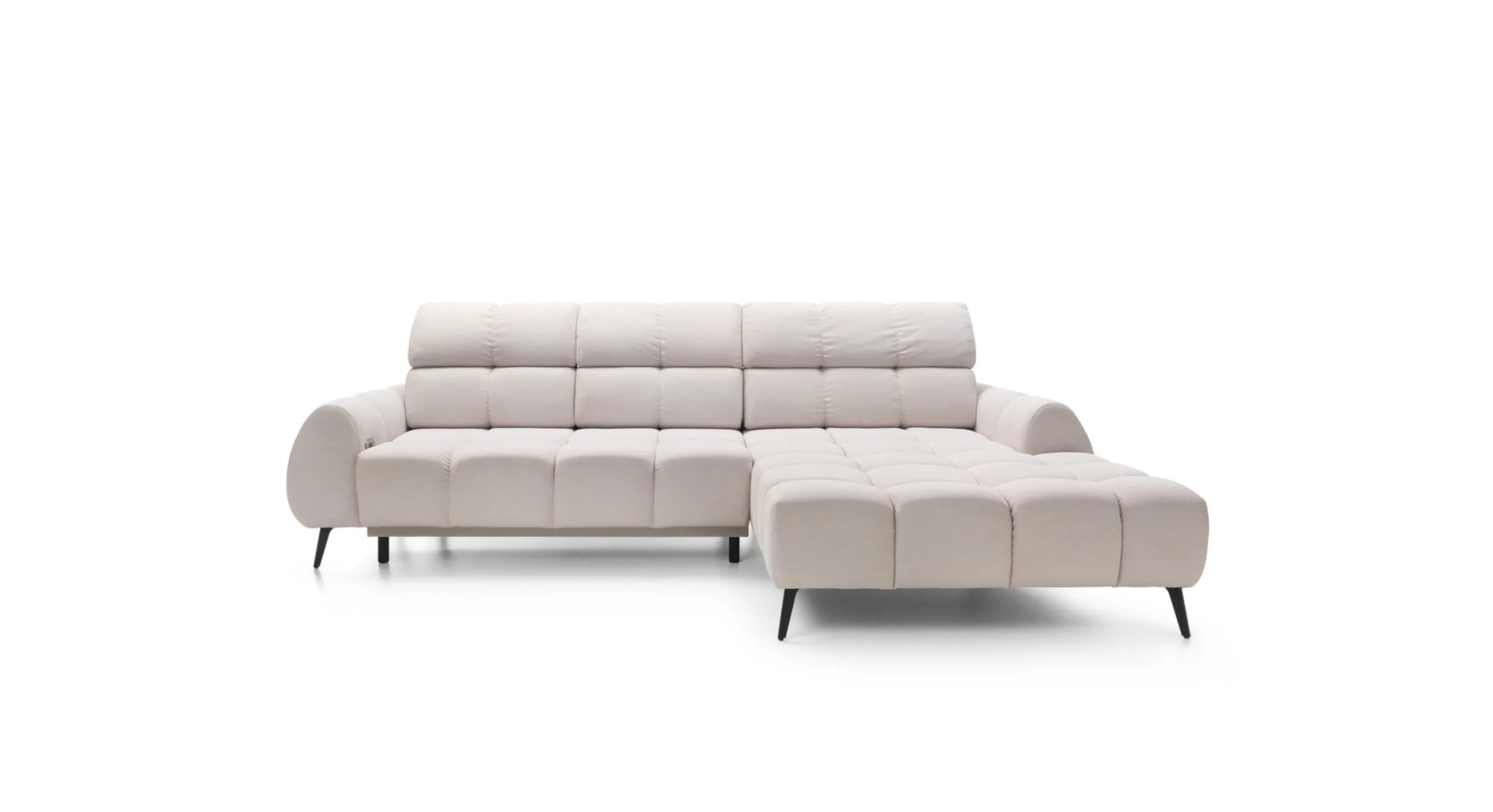 Narożnik z funkcją spania PIANO prawostronny elektryczny wysuw siedziska - tkanina Nube 08 - beżowy - PIANO_NAR_NUBE08_P