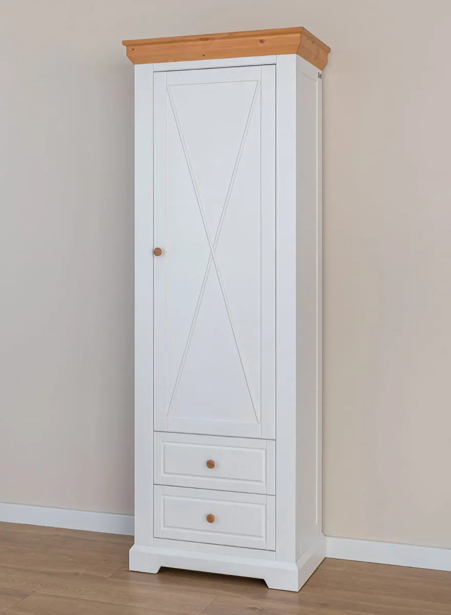 Szafa MARONE ELITE 1-drzwiowa z 2 szufladami - biały, złocisty - PLMEL27