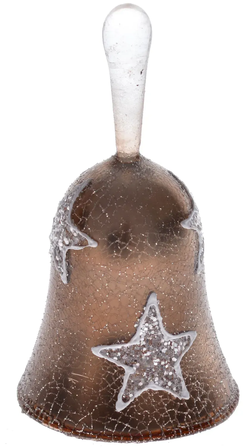 Dzwonek szklany W GWIAZDKI DUŻY 31950 brązowy