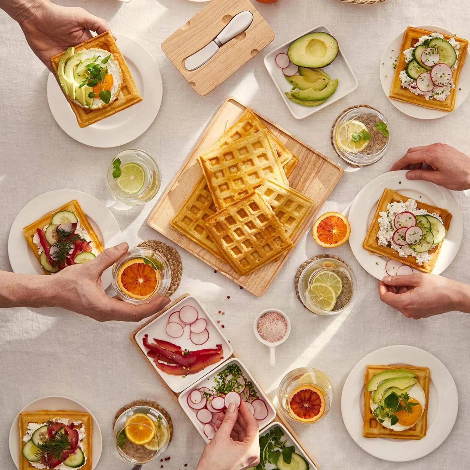 image waffles, śniadanie, toasta, ozdoba, talerze