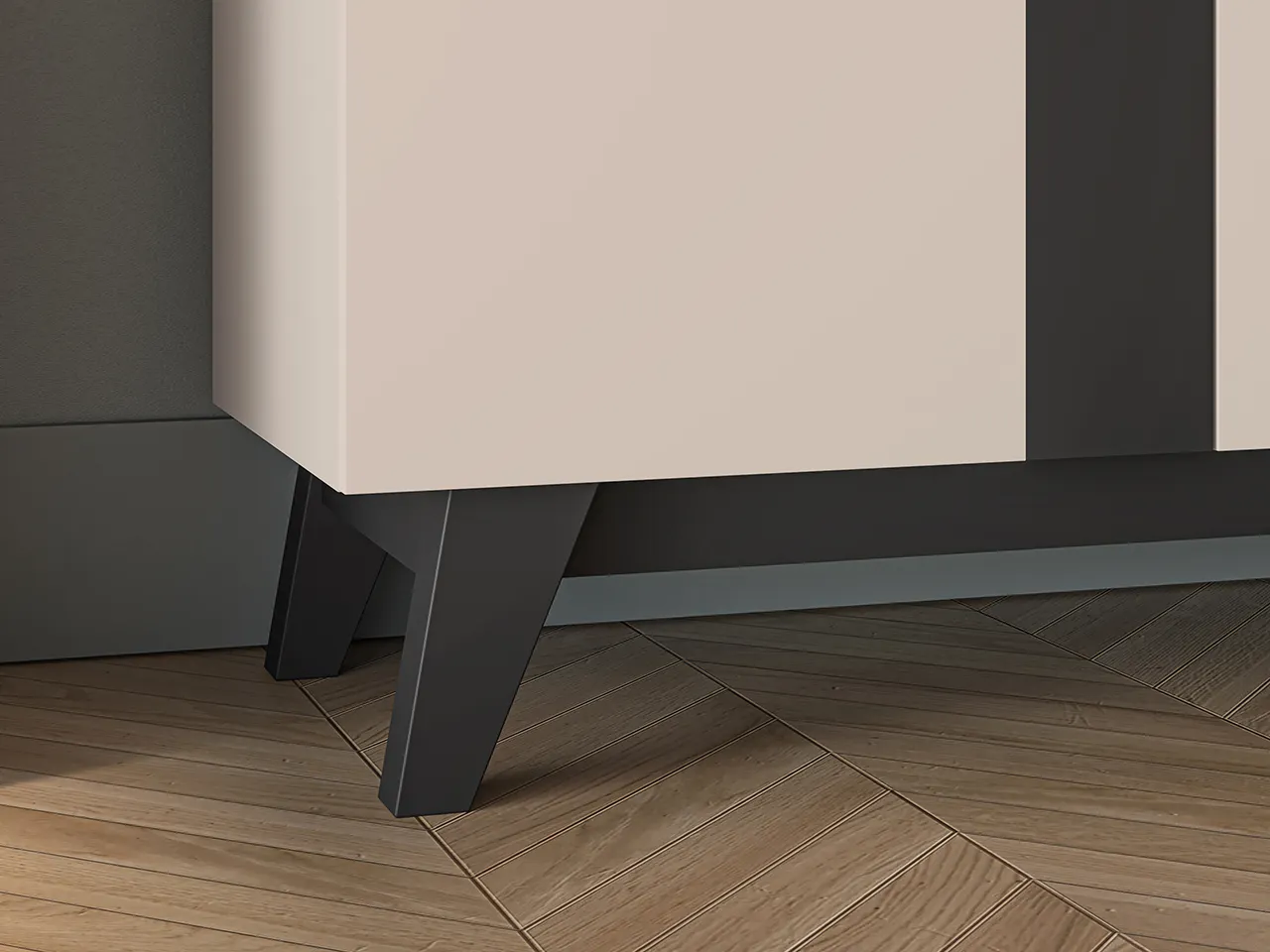 Komoda z półkami i szufladami FRESHION 160 cm beżowo-czarna - 1FRES03-001