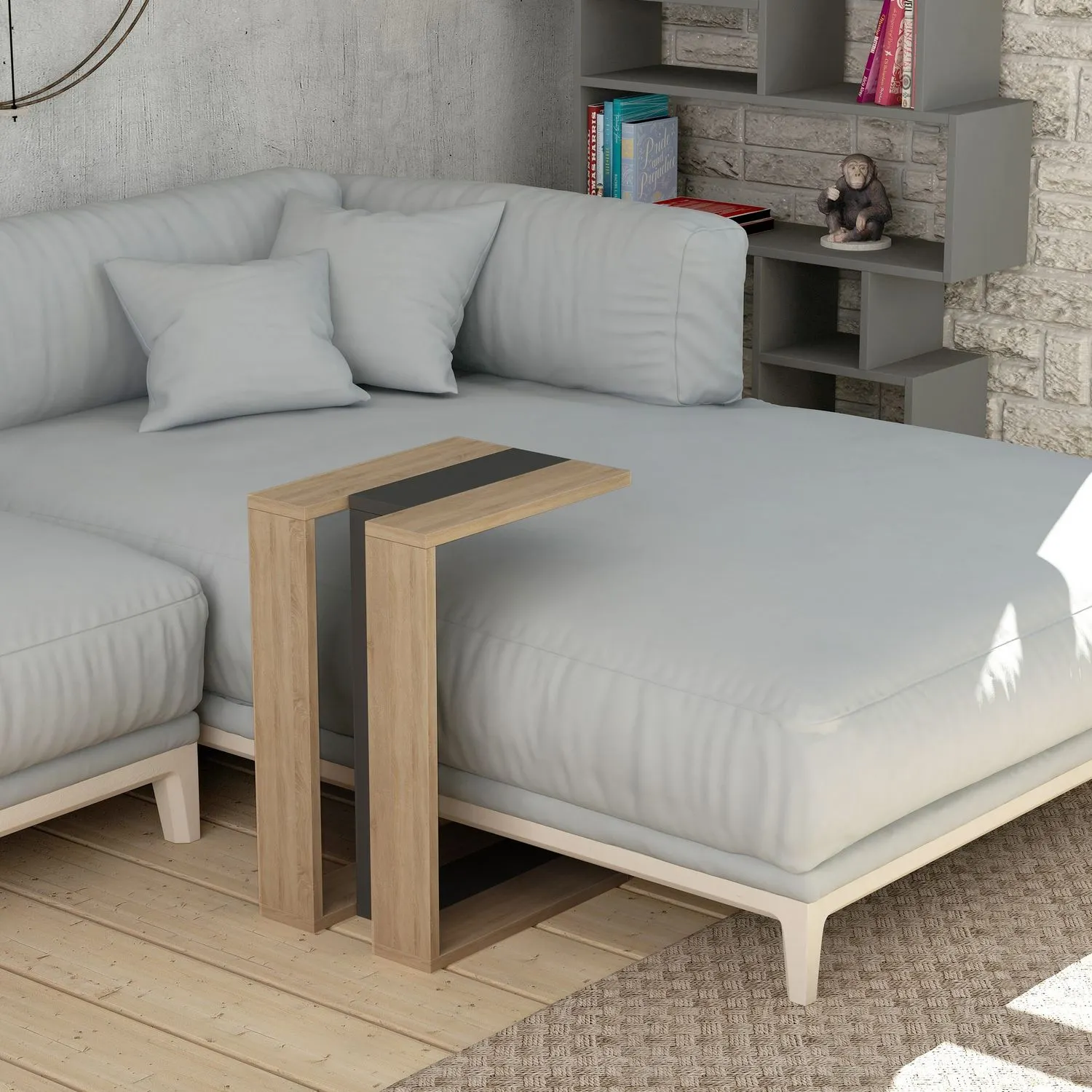 Stolik boczny wielofunkcyjny MUJU 40x30 cm dąb antracyt - ASI_855DTE2882