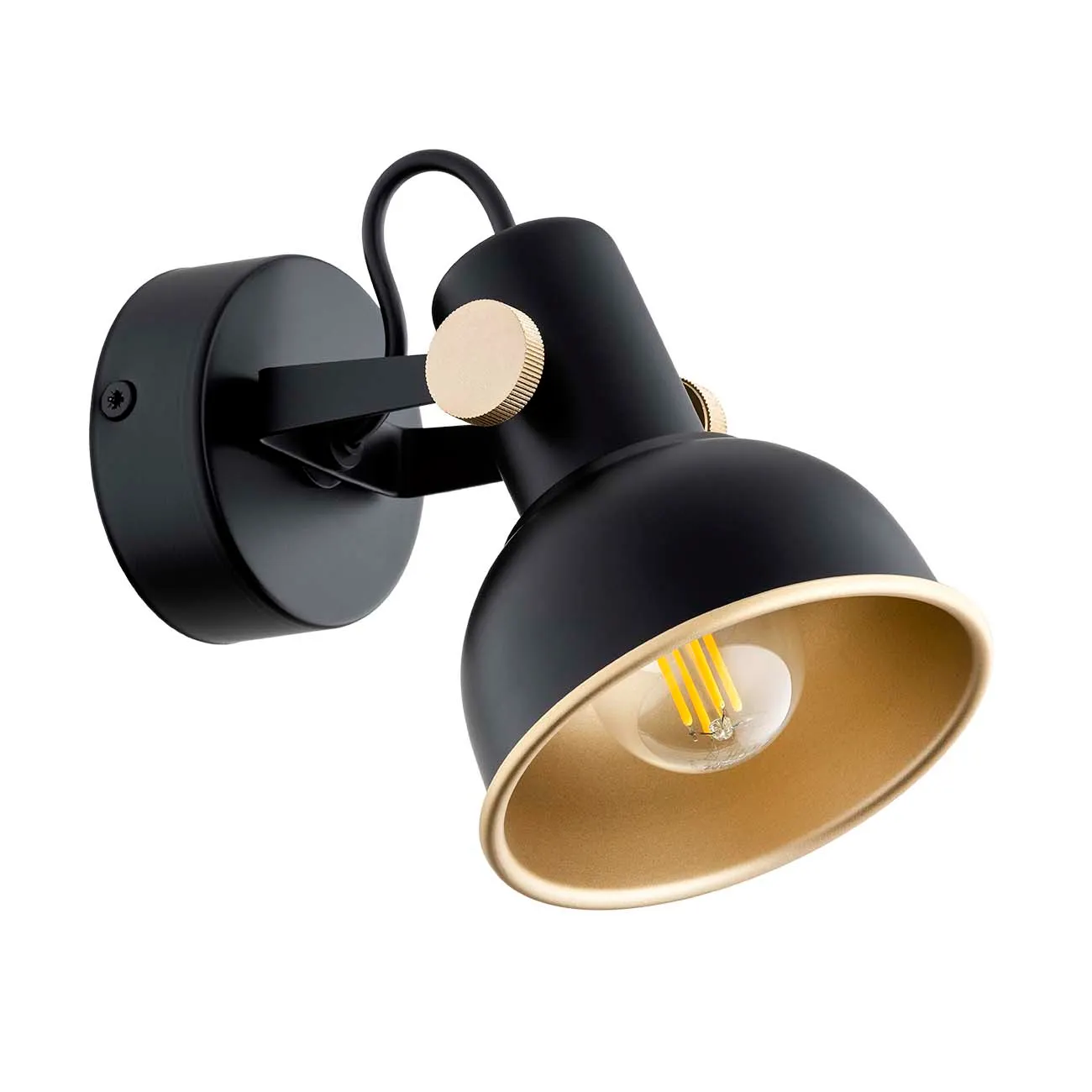 Kinkiet / Plafon LENORA czarny ze złotymi elementami regulowany - 8246