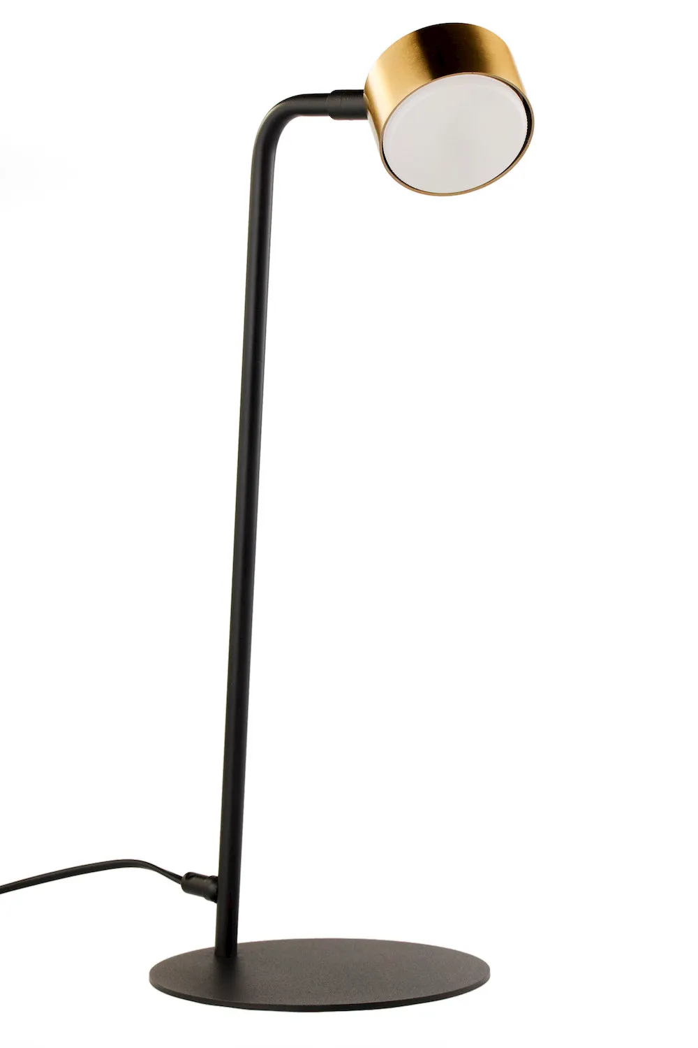 lampa stołowa, lampa biurowa, metalowa lampa, czarna podstawa, kula złota