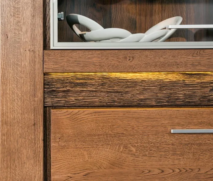 Witryna VELVET 10 lewa drewniana dąb rustical 200x75x42cm - TH-100-0623