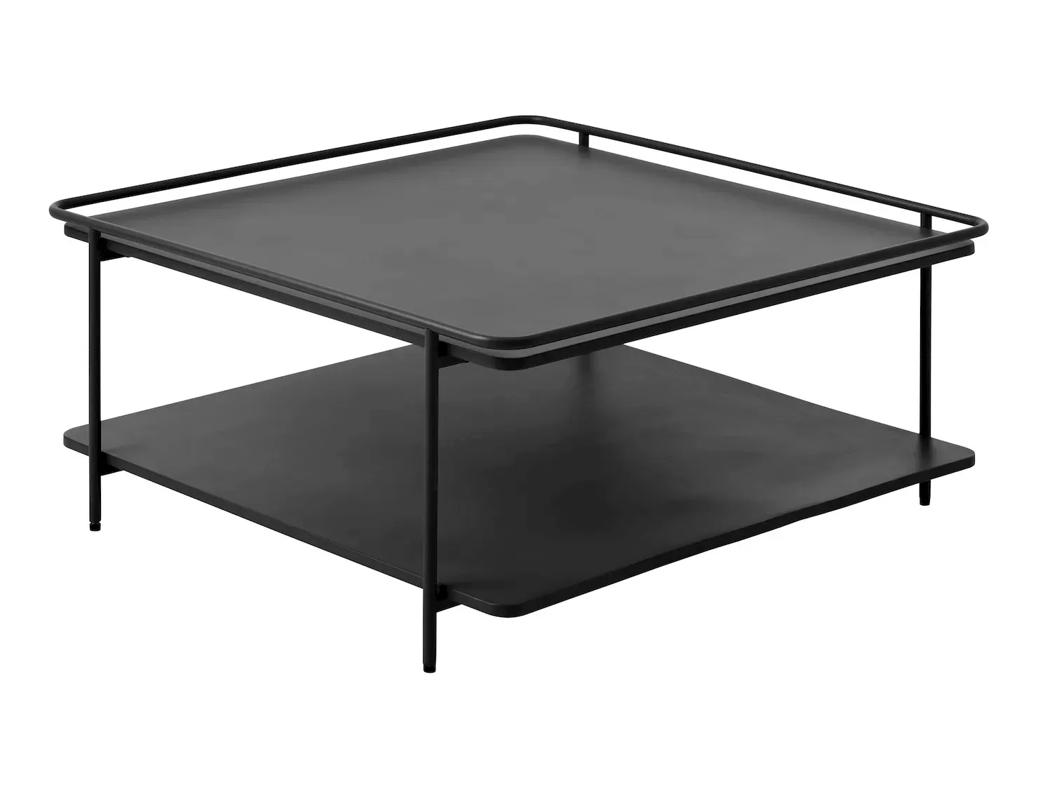 Stolik kawowy metalowy YUBA z półką 75x75 cm - czarny