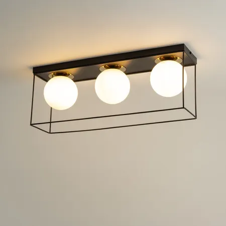 Lampa sufitowa/plafon AROMA 3 prostokąt czarno-złoty - SI_40712