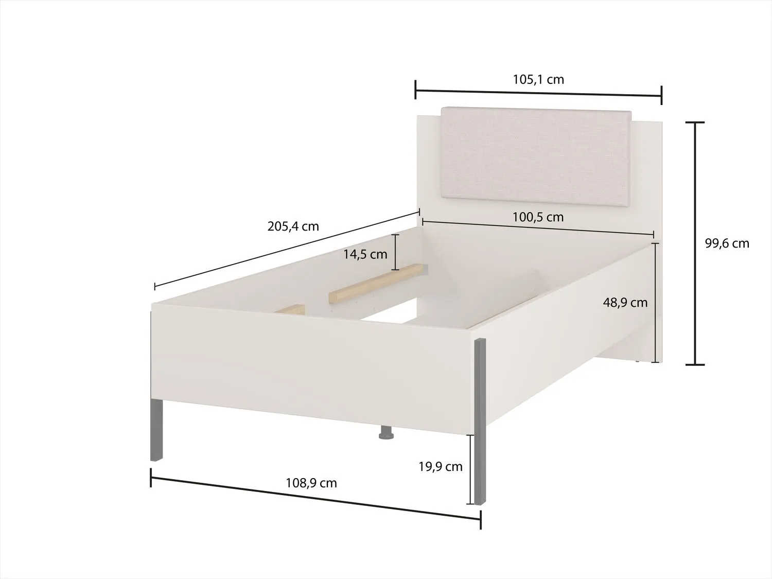 Łóżko z zagłówkiem JUKON S 100x200 kaszmirowe - 24KSND34