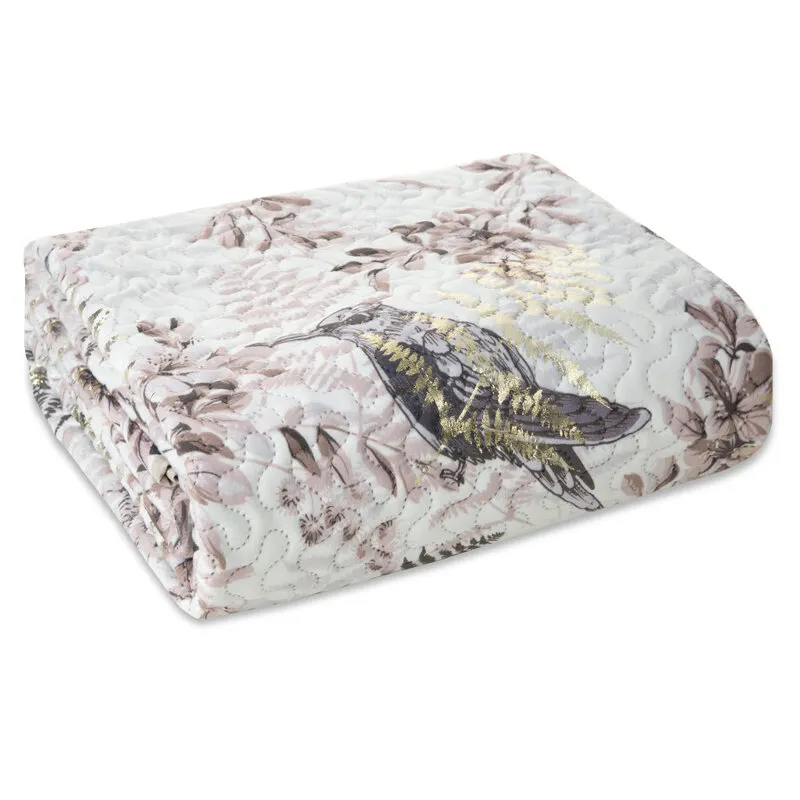 Narzuta ze złotym akcentem D91 POLY 220 X 240 CM Biały, Różowy, Złoty Narzuta ze złotym akcentem D91 POLY 220 X 240 CM Biały, Różowy, Złoty