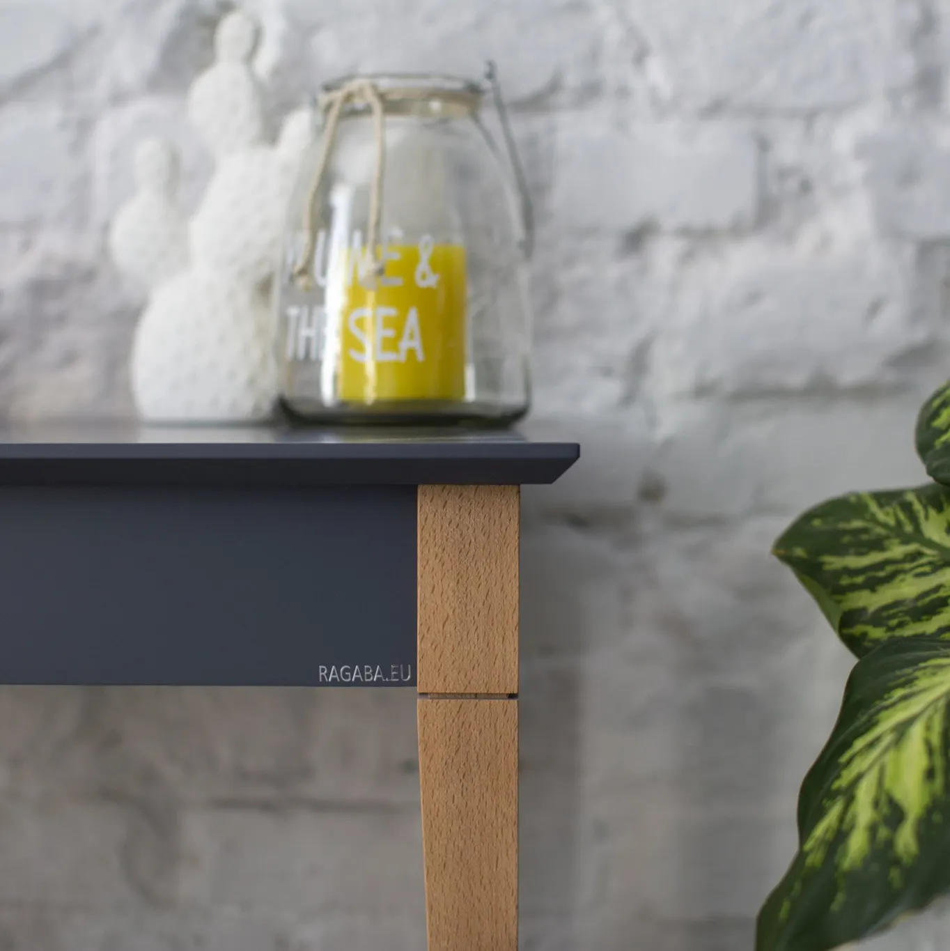 Biurko z szufladą 85x40 MIMO kremowy blat/drewniane nogi - NRAGABAWDMI22