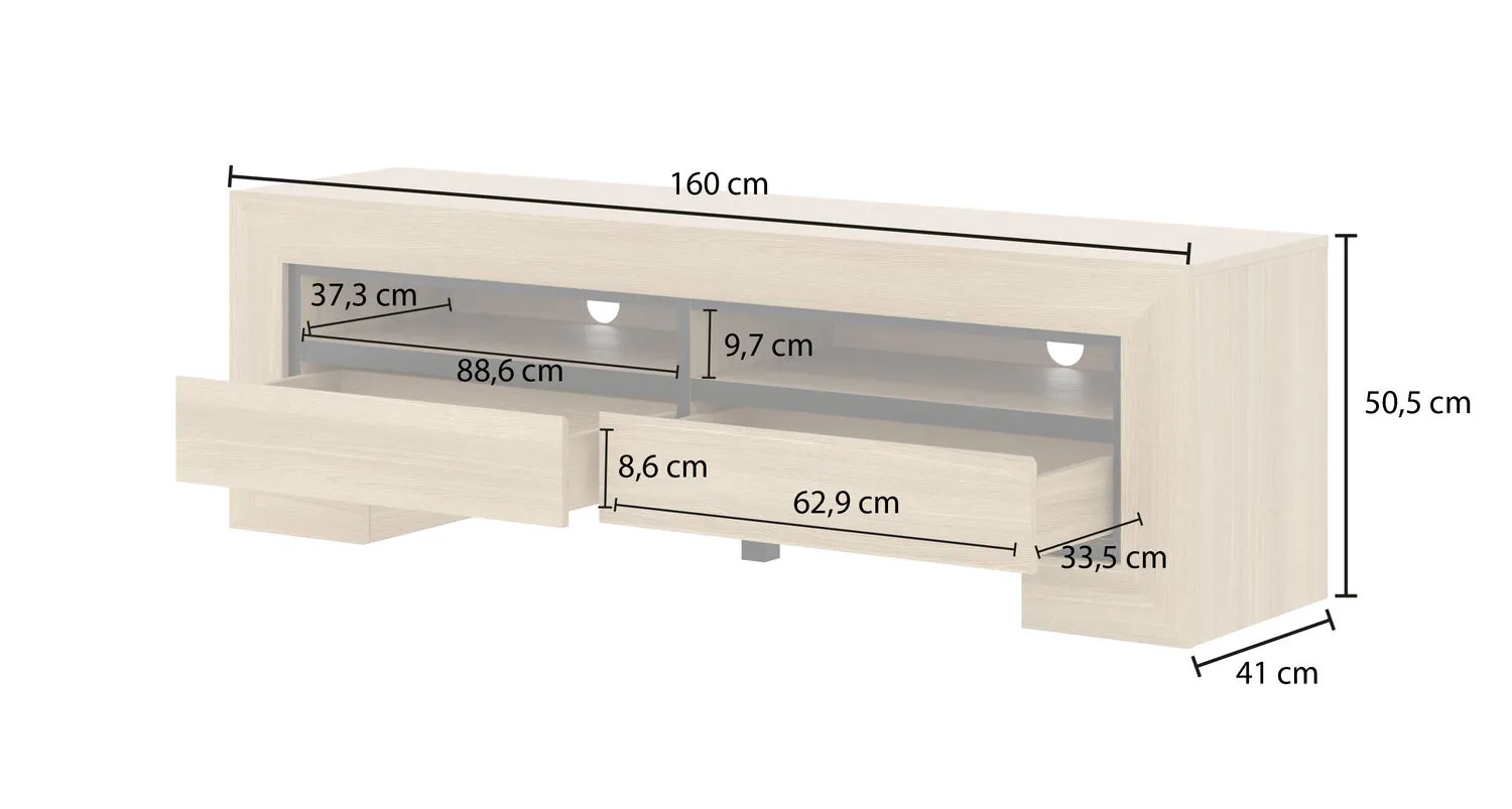 Komoda RTV z szufladami CUBA II 160 cm dąb samdal