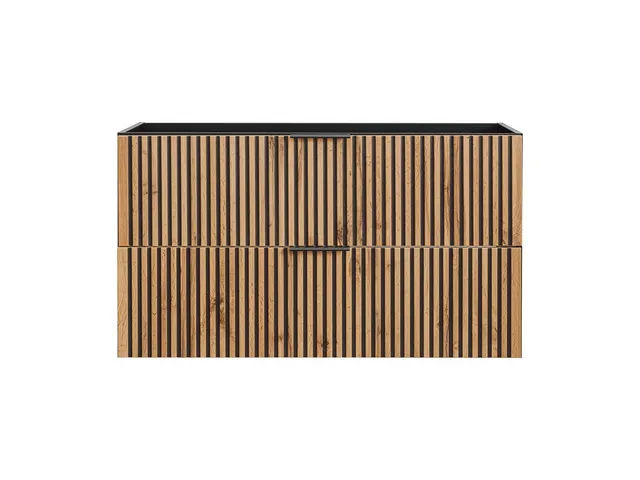 Szafka pod umywalkę z 2 szufladami XILO szary, dąb wotan 100x57x46cm - XILO_BLACK_WOTAN_82-100-D-2S