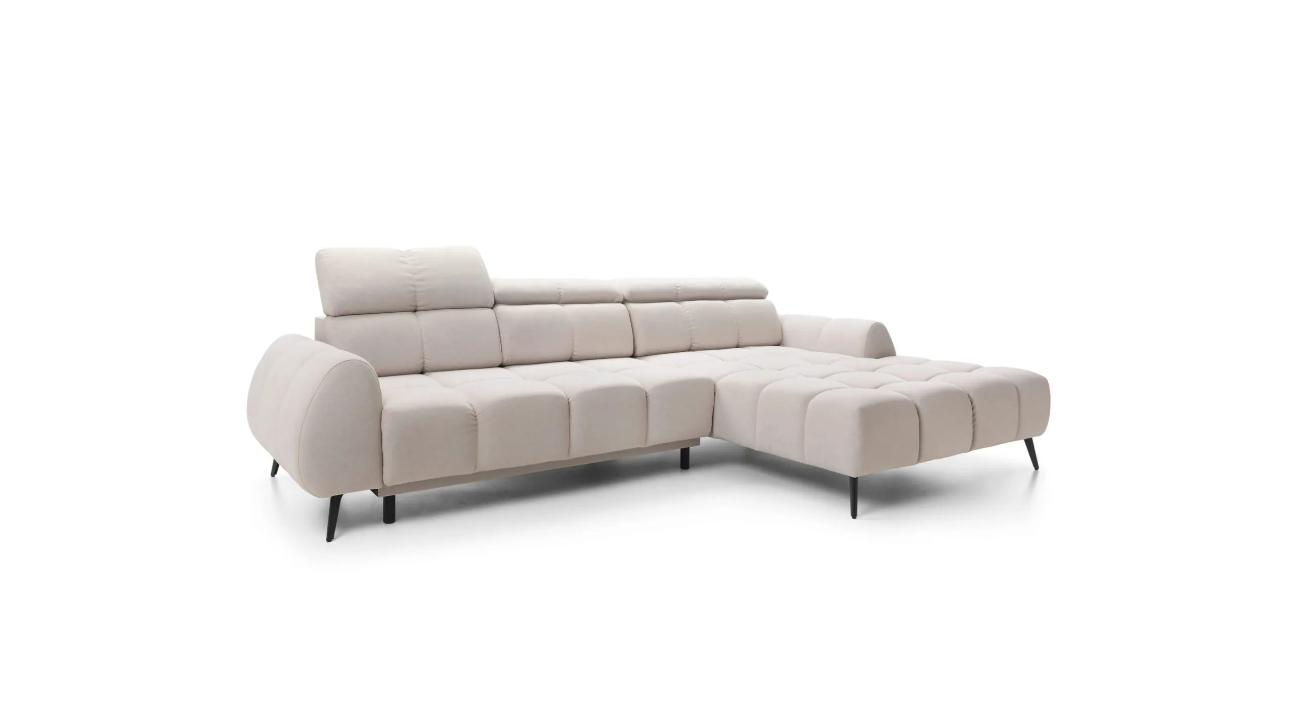 Narożnik z funkcją spania PIANO prawostronny elektryczny wysuw siedziska - tkanina Nube 08 - beżowy - PIANO_NAR_NUBE08_P