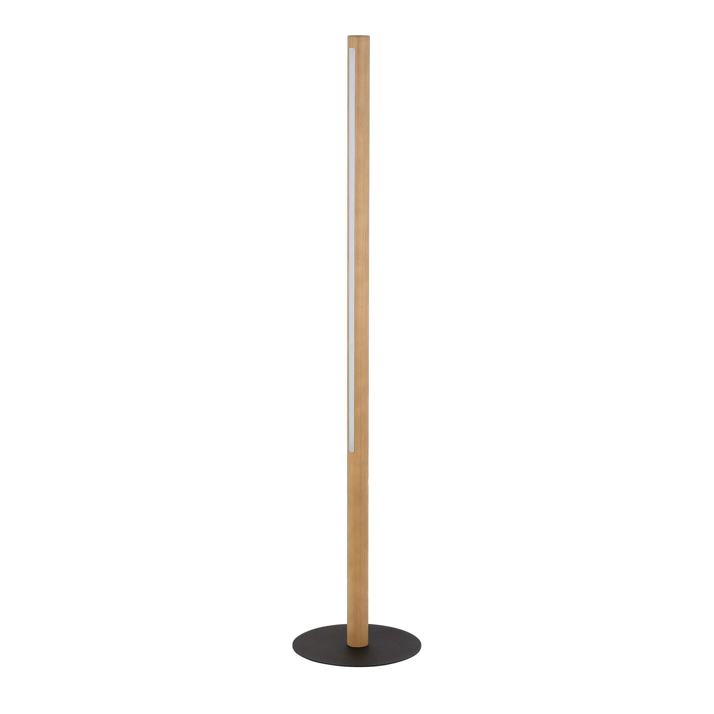 Lampa podłogowa ROLLO LED 15W jasne sosnowe drewno na czarnej okrągłej podstawie 140x30cm