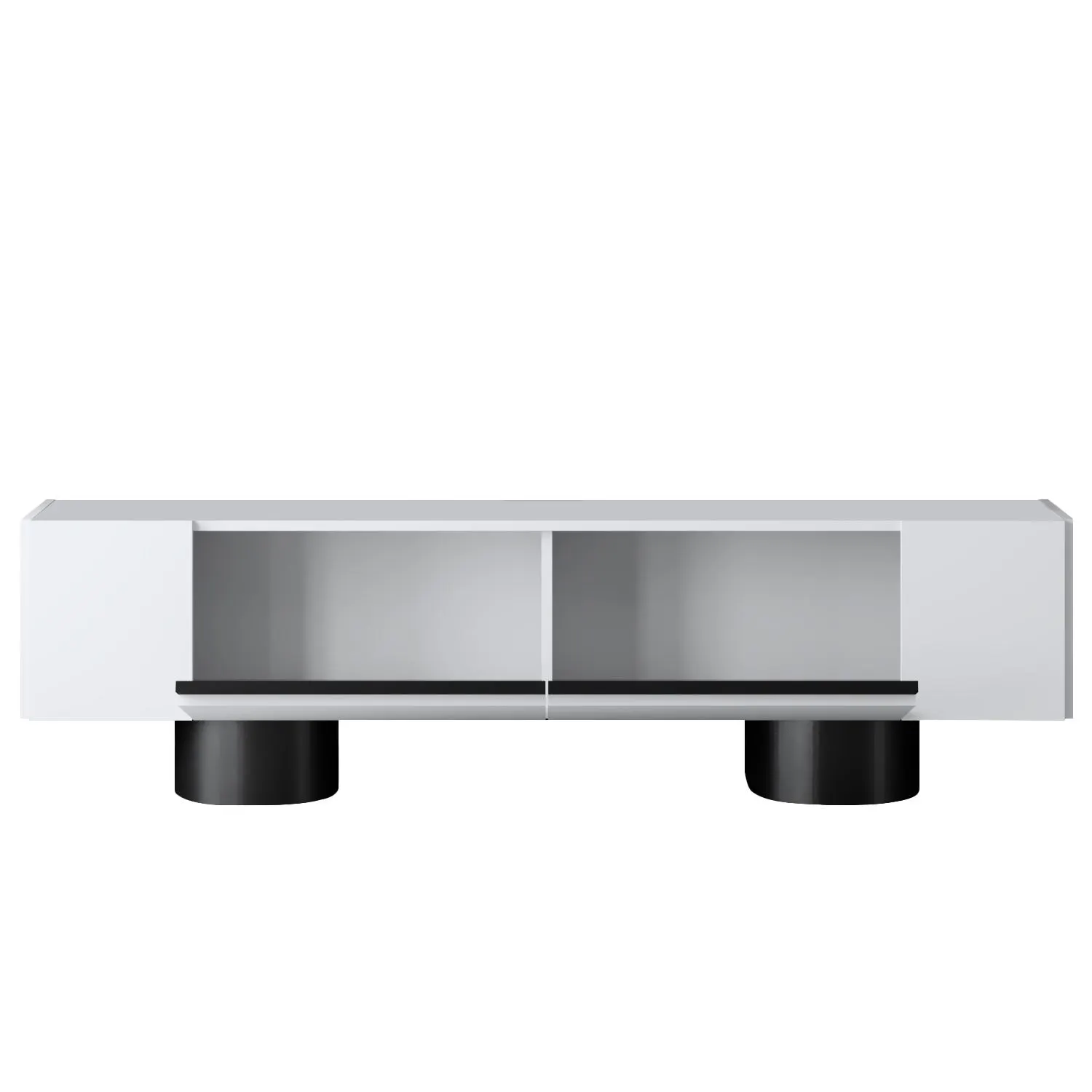 Szafka RTV z 2 klapami na blaszanych nogach BOHEM 180x50x30 cm biały czarny - ASI_618BLY1267