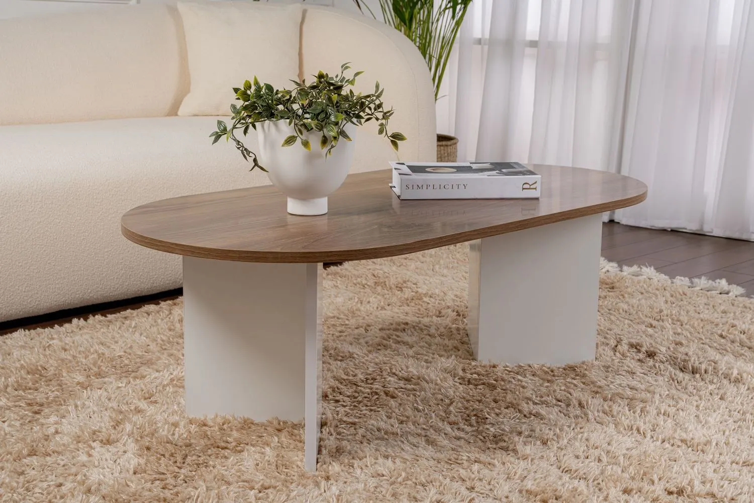 Stolik kawowy SABLE 60x120 orzechowy biały