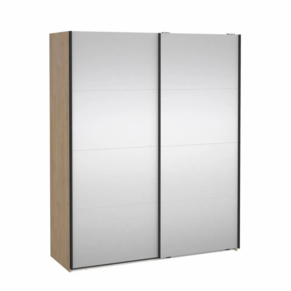 Szafa przesuwna 2-drzwiowa z lustrami BERGAMO 180 x 220 cm Jackson Hickory
