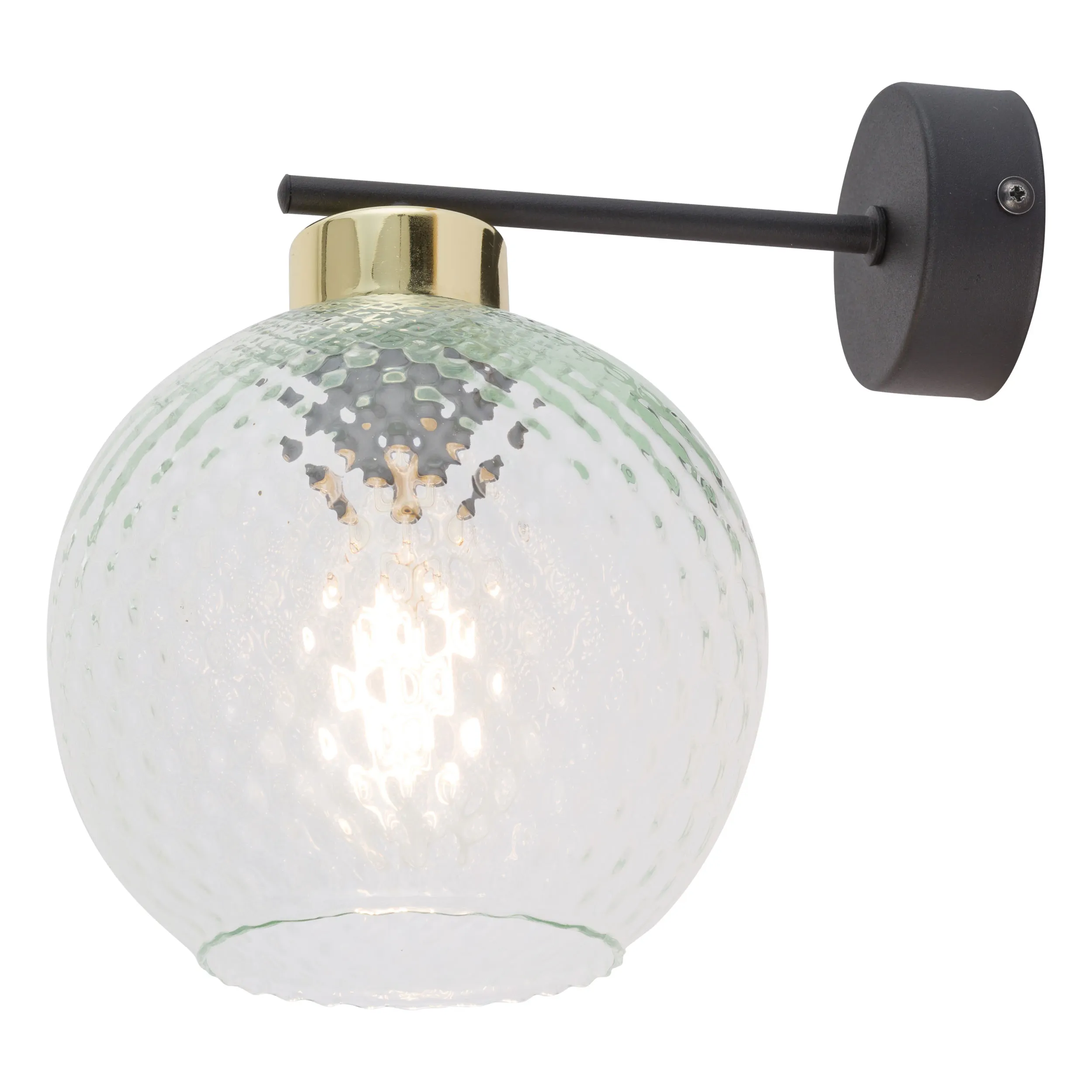 Kinkiet DEVON czarny ze złotym elementem transparentnym kryształowym okrągłym kloszem 15x24x18cm - TK_4629