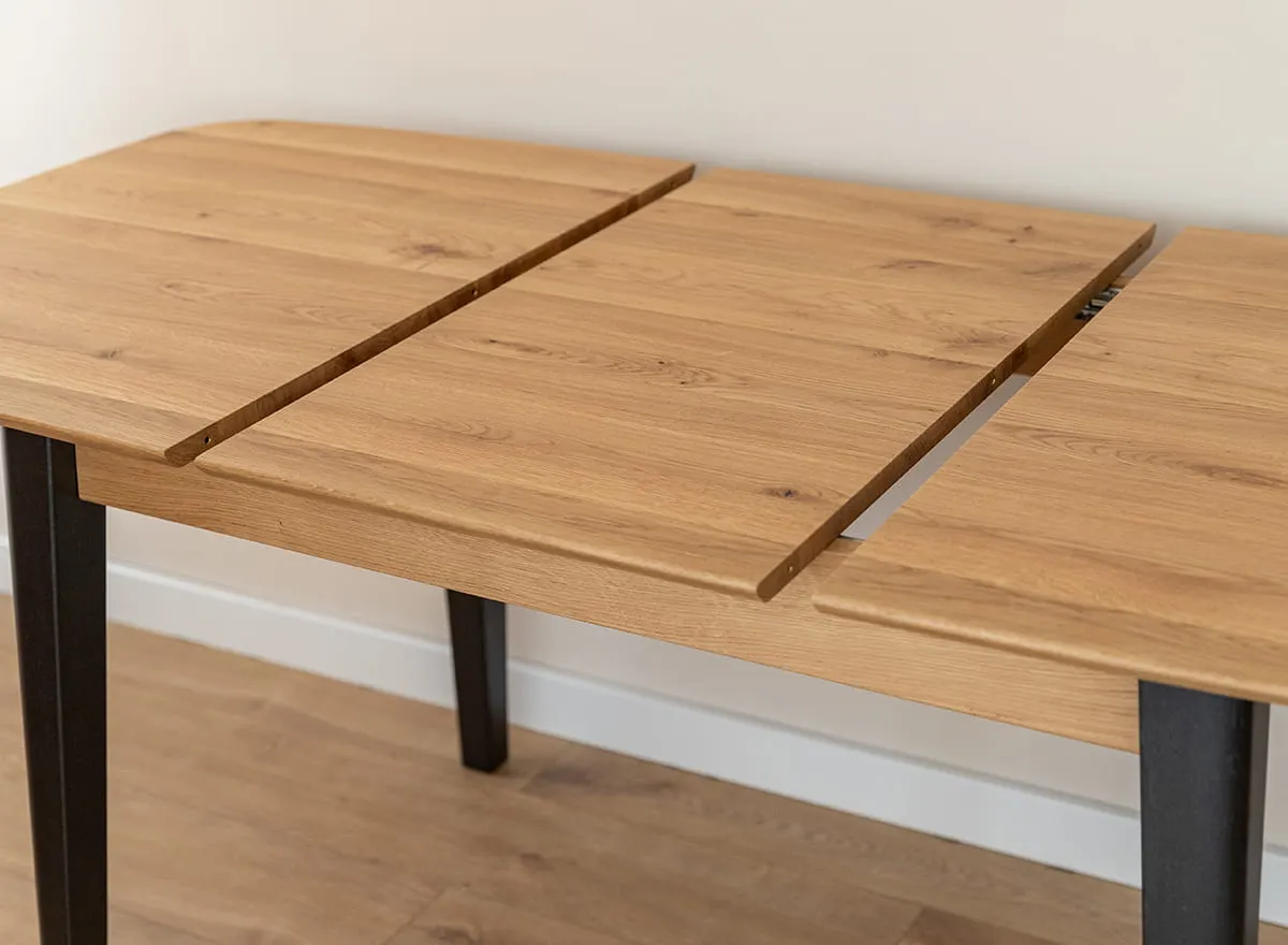 Stół dębowy ORBETELLO rozkładany 80x120(165) cm - dąb olejowany, czarny - KULSR120_45C