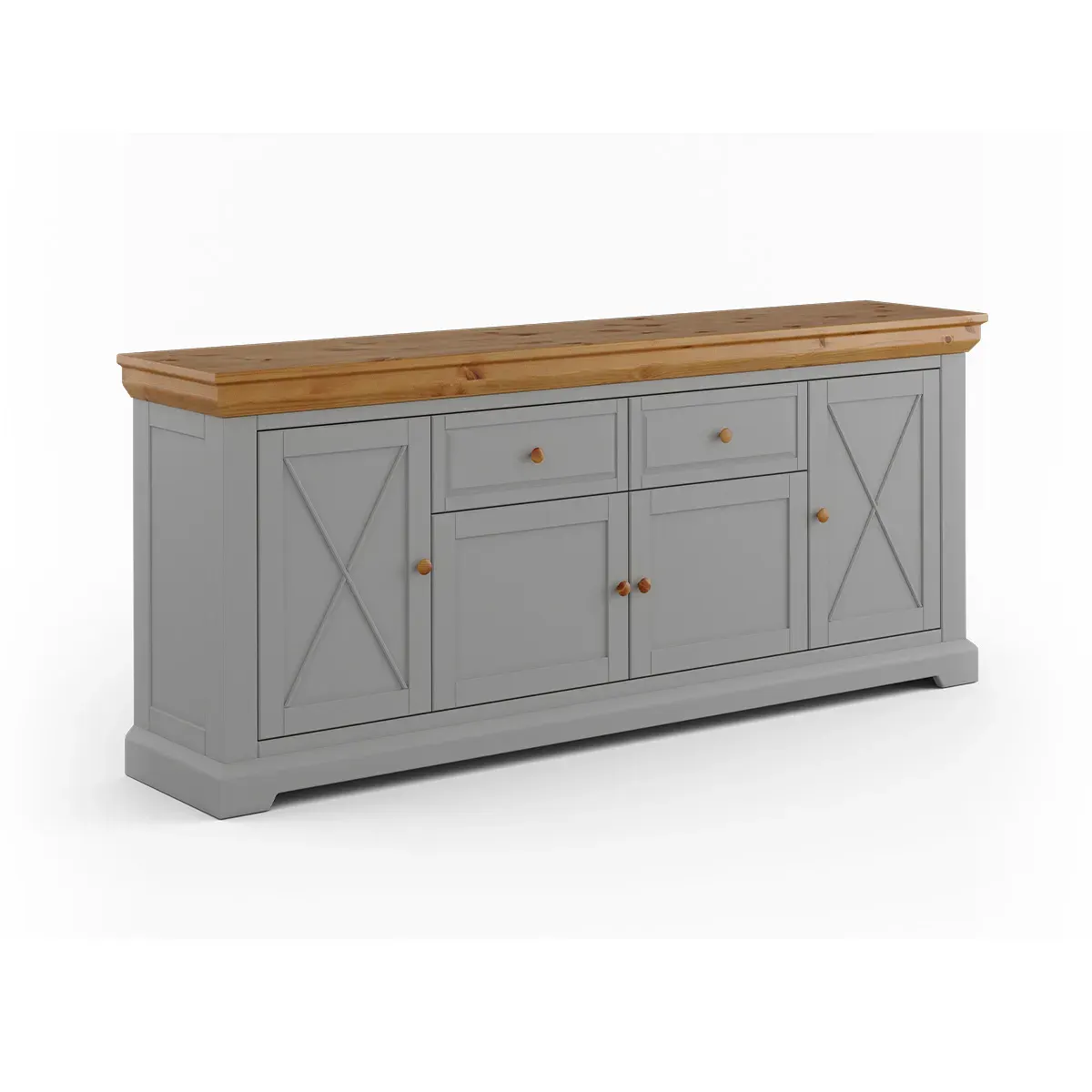 Komoda drewaniana 4-drzwiowa z 2 szufladami MARONE ELITE popielaty