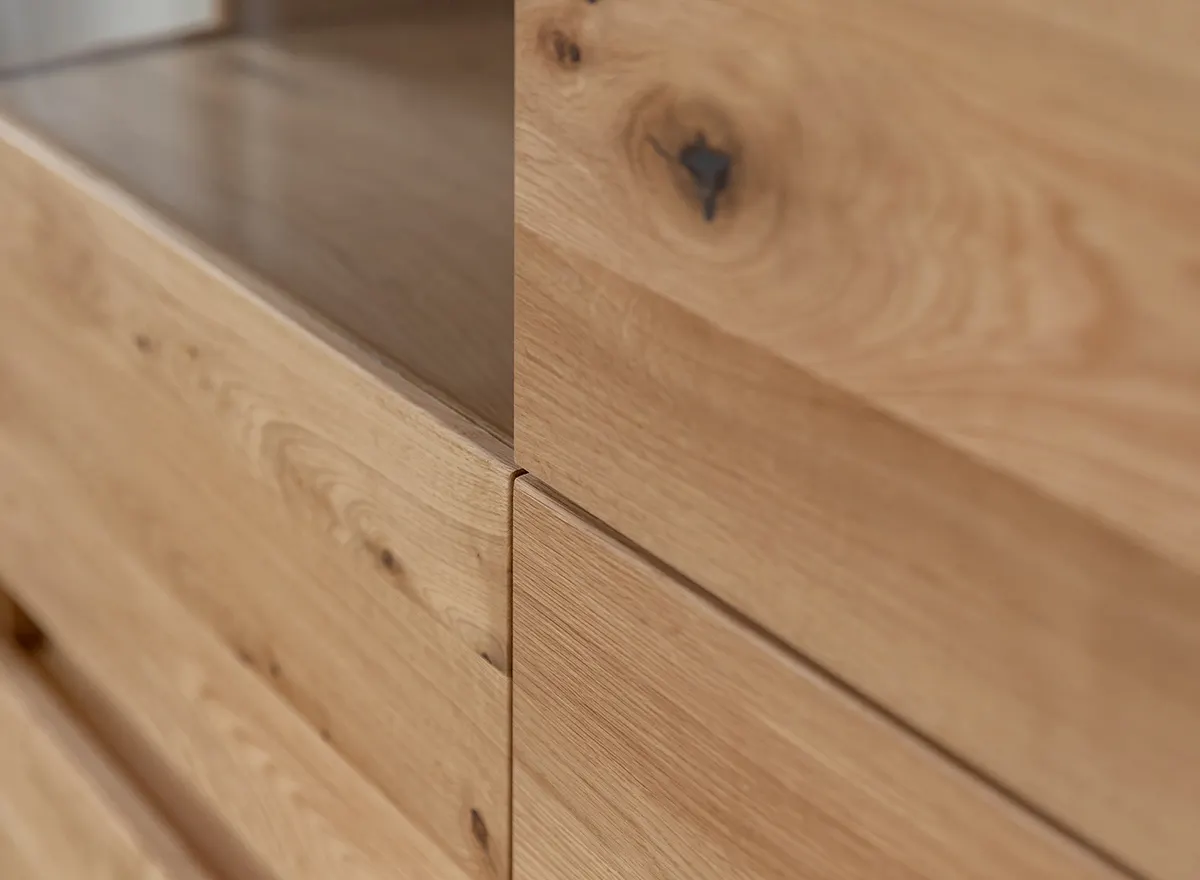 Witryna drewniana szklana DIVISIONE z oświetleniem lewa dąb olejowany - ZIDIV02L