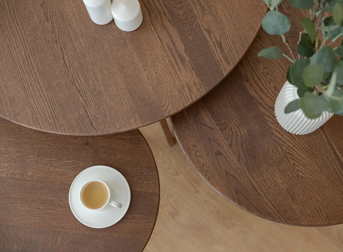 Stolik okrągły dębowy ORBETELLO 50 cm tabacco - 3SORB50T