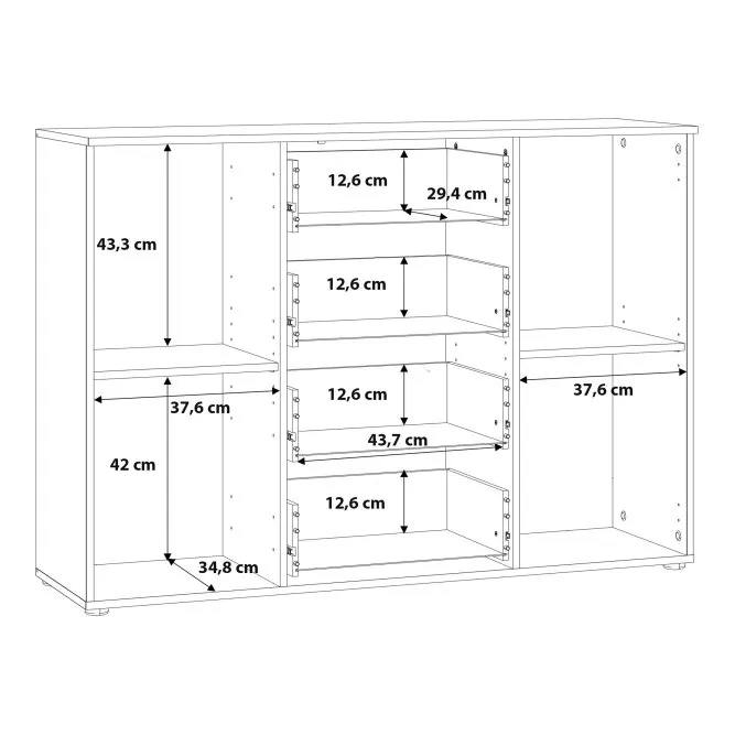 Komoda CLIF 2-drzwiowa z 4 szufladami - old wood vintage, ciemny beton - HLNK26-C754